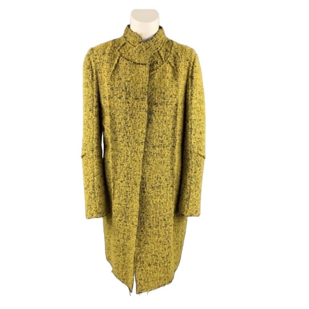 MARNI Mustard &  Black Textured Boucle Mohair wool Blend trench Coat size 40